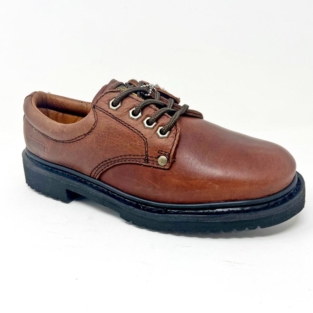 Bonanza Mens Brown Black Leather Mens Size 13 Slip Resistant Work Boots BA415 - Picture 2 of 5